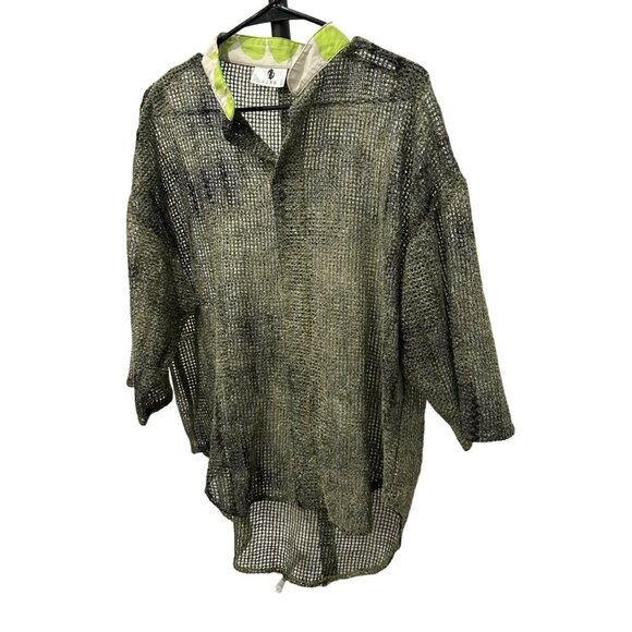 S.G.K.K. Mesh Knit Loose-Fit Top Swim Cover Up Sage Green - Picture 3 of 7